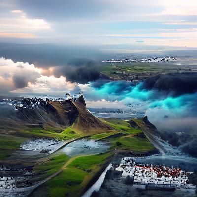 Detailed Matte Painting of Iceland Landscape