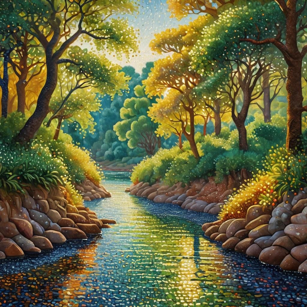 Mountain Stream Feeds the River