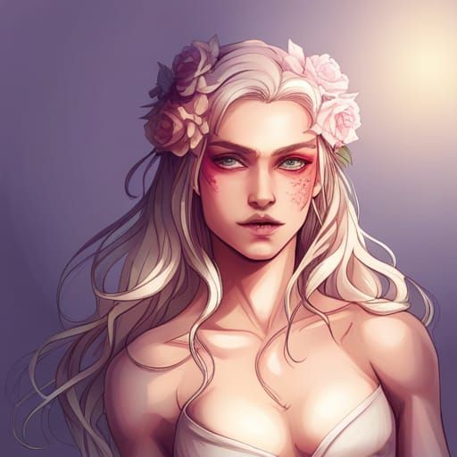 Androgynous God Portrait in Pastel Fairy Attire