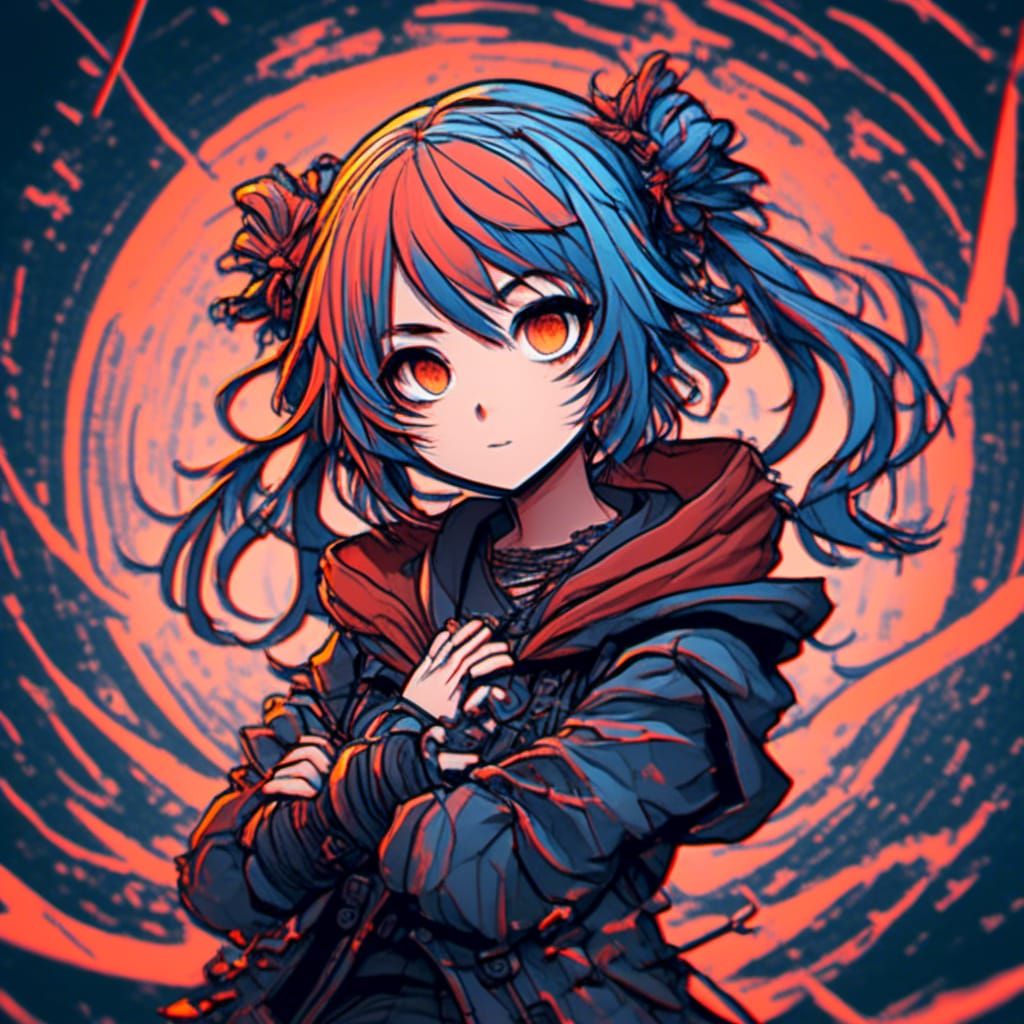 Arcane Anime Girl with 3D Effects