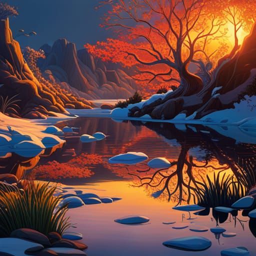 Four Seasons Tree Digital Illustration