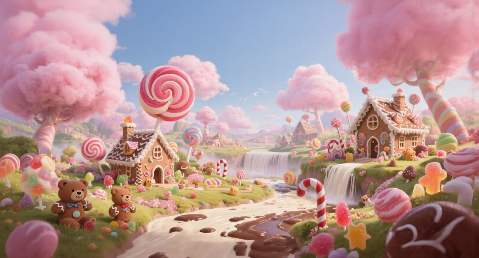 Whimsical Candy Land with Chocolate River