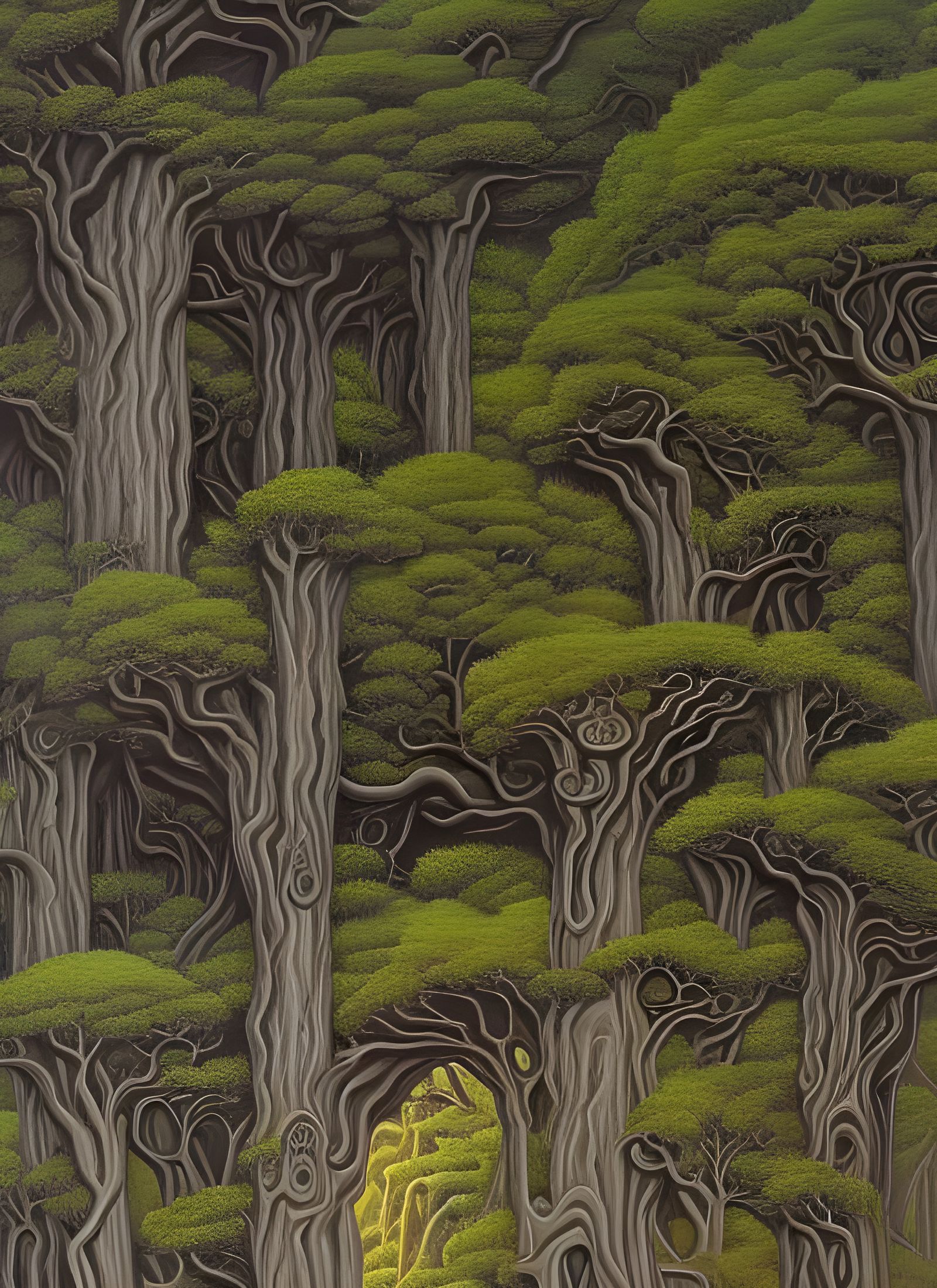 Faces Hidden in Nature Near Elven Towers