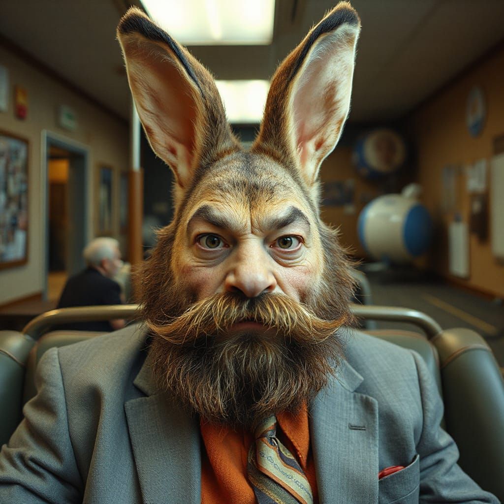 Surreal Caricature of a Chaotic Bunny-Like Creature