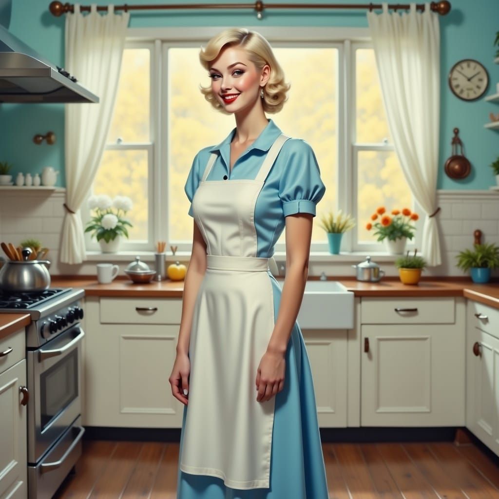 Retro Pin-Up Beauty in a 50s Kitchen
