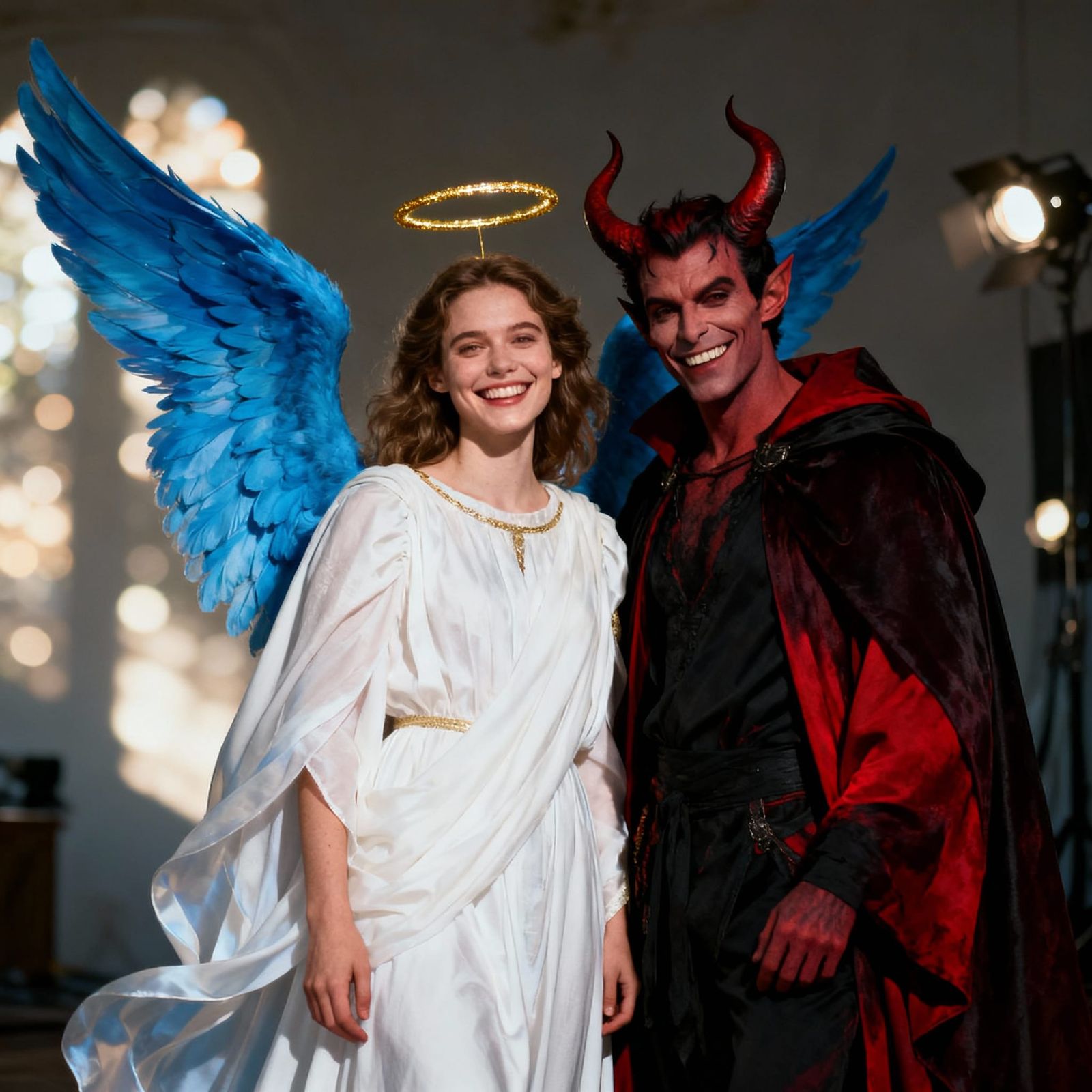 Angel and Demon Friendship in Studio Portrait