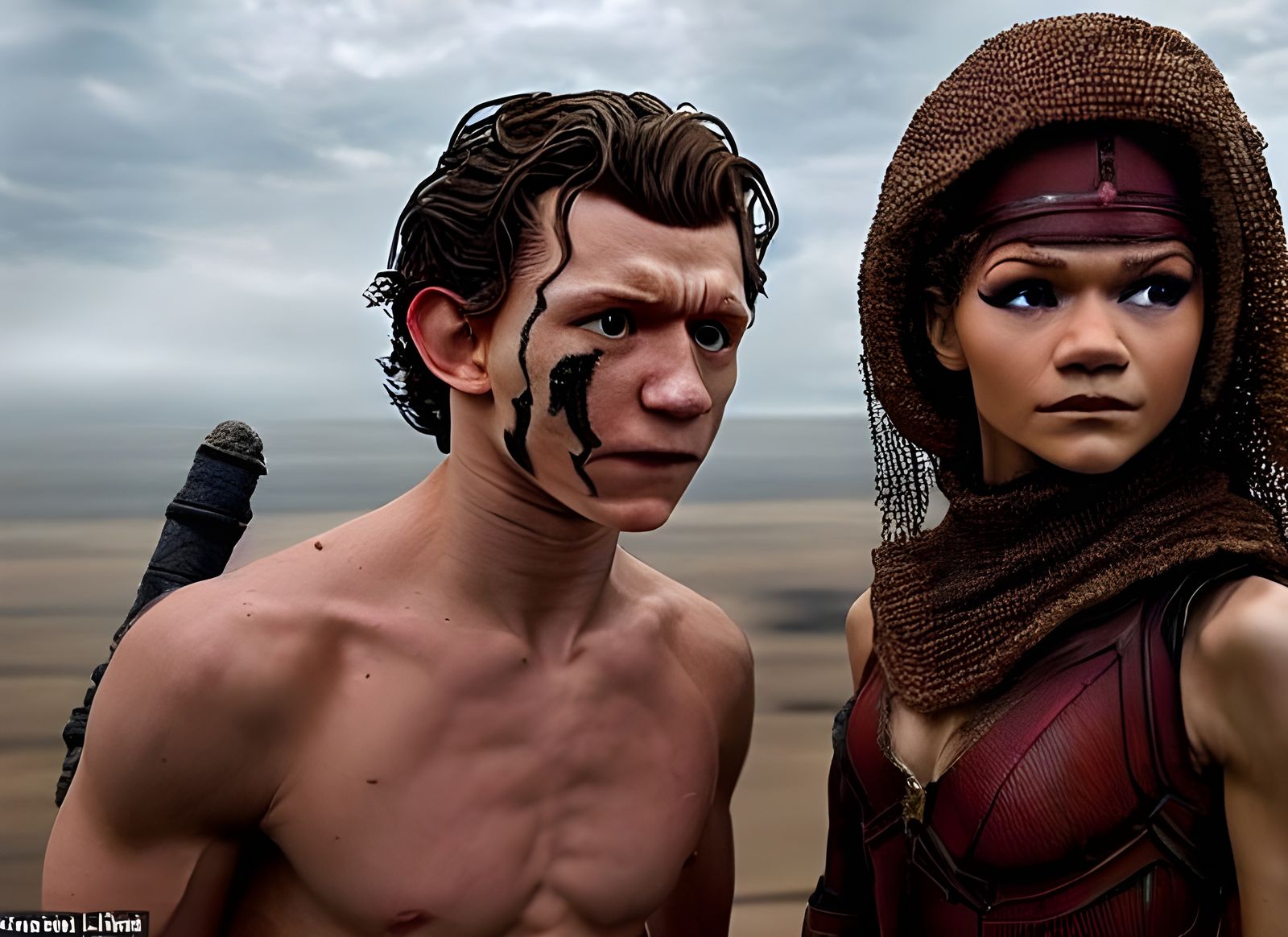 Holland and Zendaya in Zardoz, Leibovitz Style