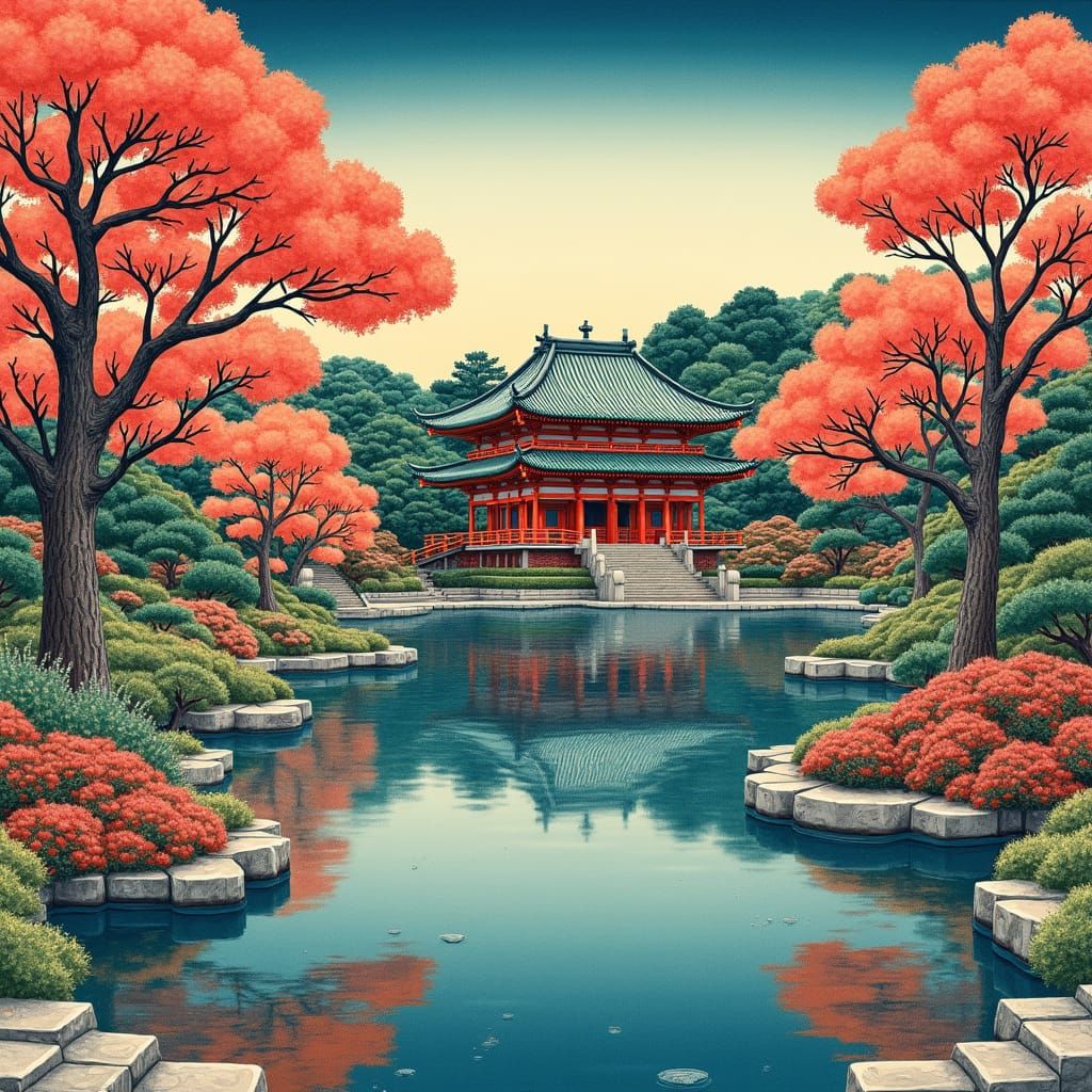 Shinjuku Garden in Spring: An Ukiyo-e Impression