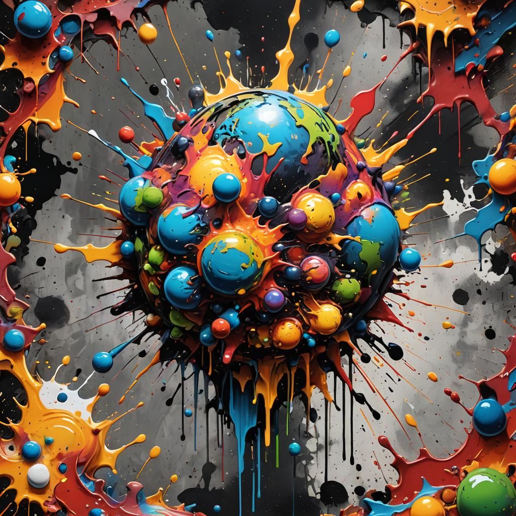 Exploding Earth Graffiti Art in Street Style