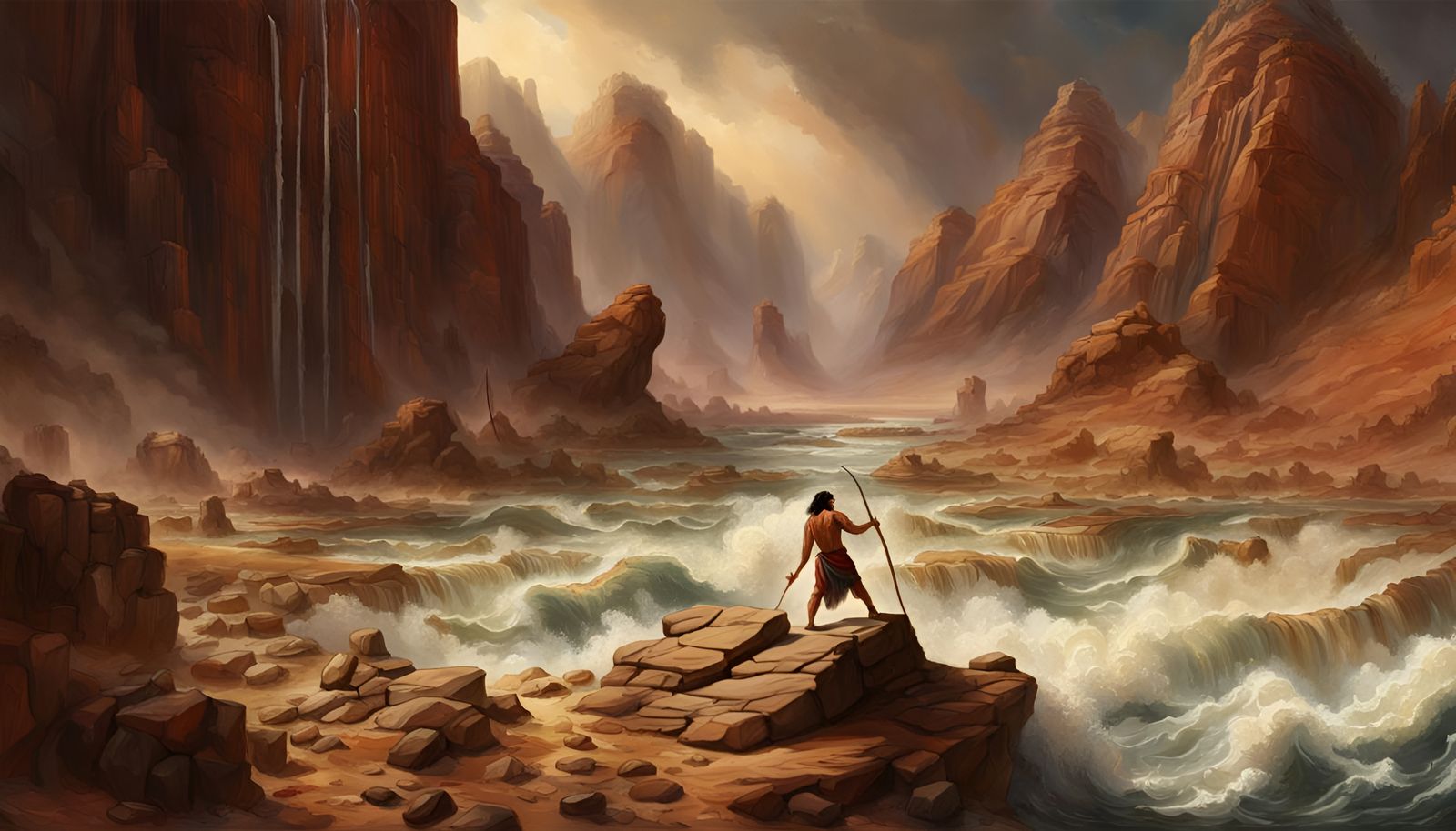 Moses Strikes the Rock: Detailed Matte Painting