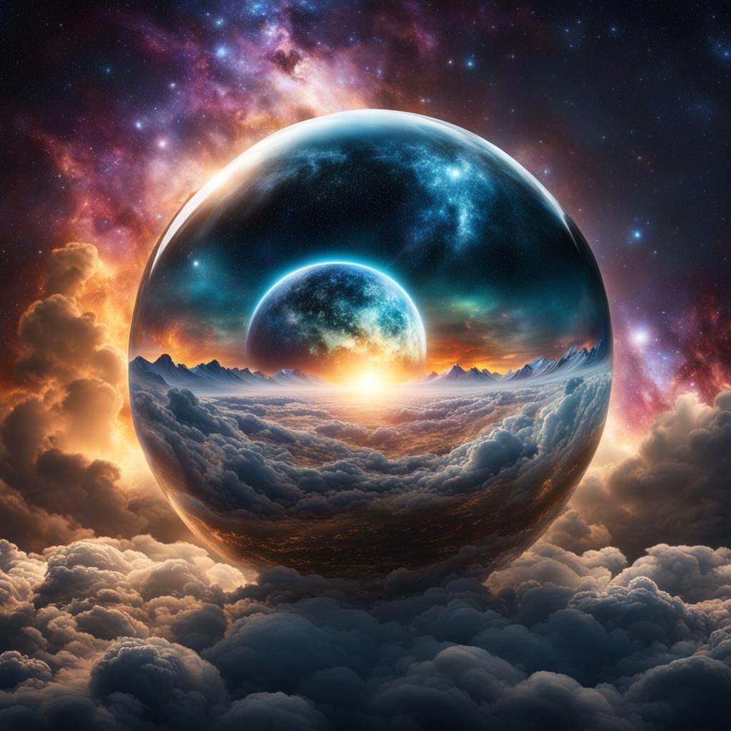 Plasma Storm in Crystal Ball, Cosmic Digital Art