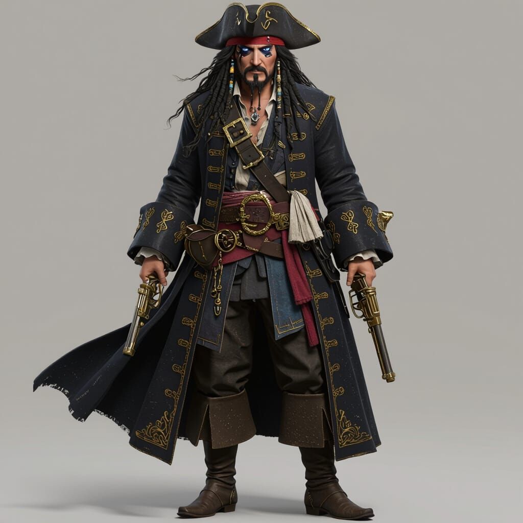 Older Jack Sparrow in Detailed Fantasy Concept Art