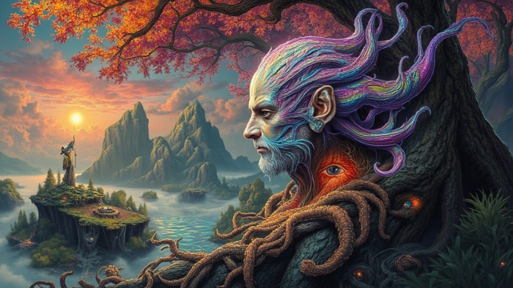 Chromatic Surrealism: Fractal Man Hatching