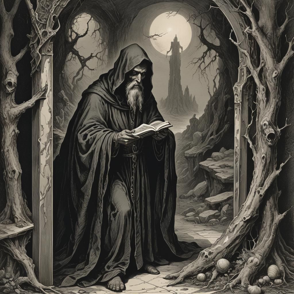 Tarot Card: The Hermit, Horror Art Style