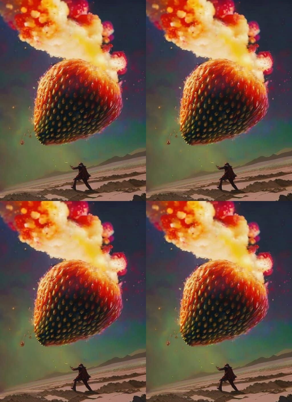 Vibrant Strawberry Hand Grenade Explodes in Cel-Shaded Maste...