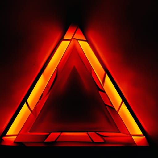 Golden Illuminati Triangle in Red Light