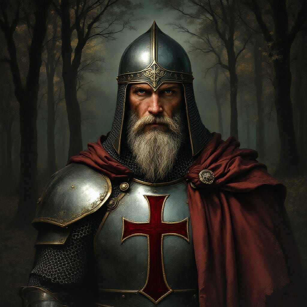 Medieval Knight in Art Nouveau Twilight