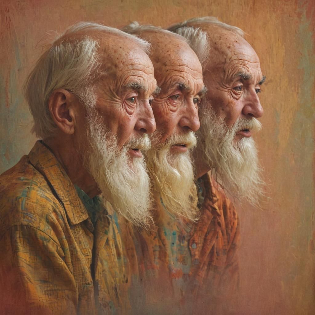 Two-Faced Man in Dreamlike Ink Drawing