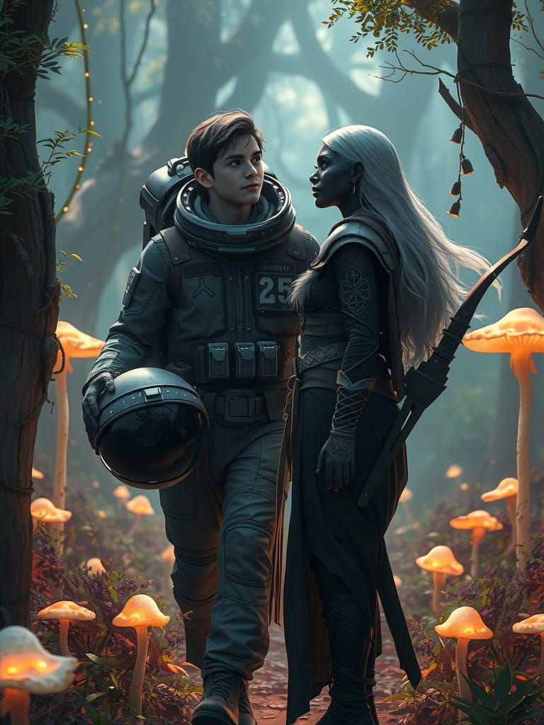 Cosmic Encounter: Sci-Fi Meets Fantasy in Mysterious Forest