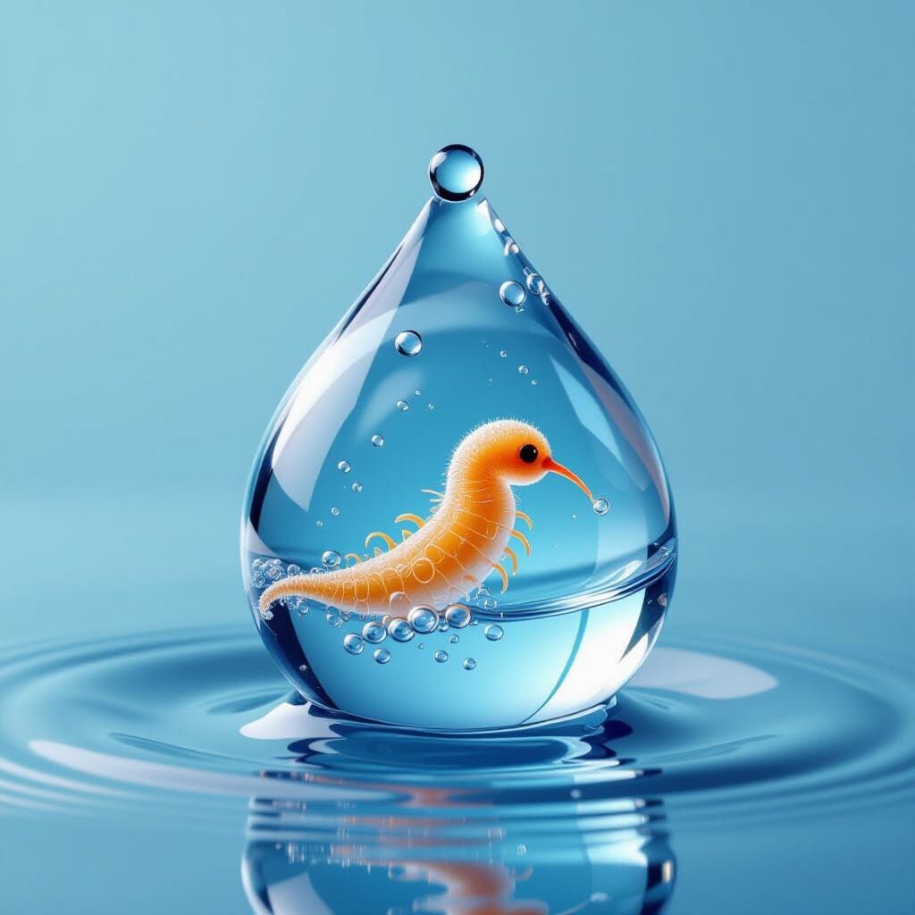 Germ Enjoying a Bubble Bath in a Water Droplet