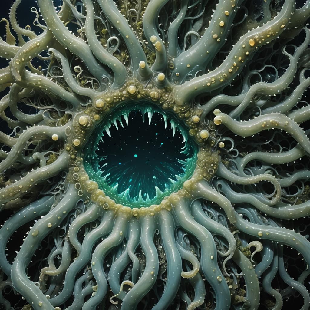 Giant Bioluminescent Creature in Surreal Landscape