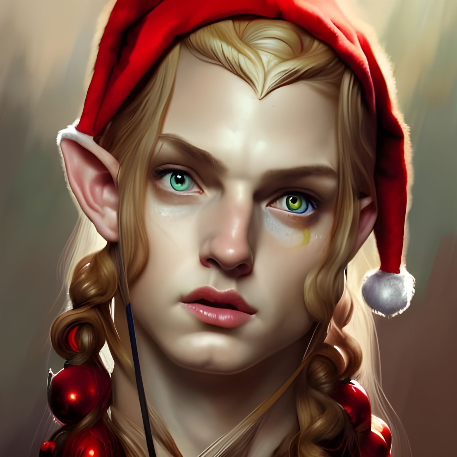 Legolas as Christmas Elf: Hyperdetailed Portrait