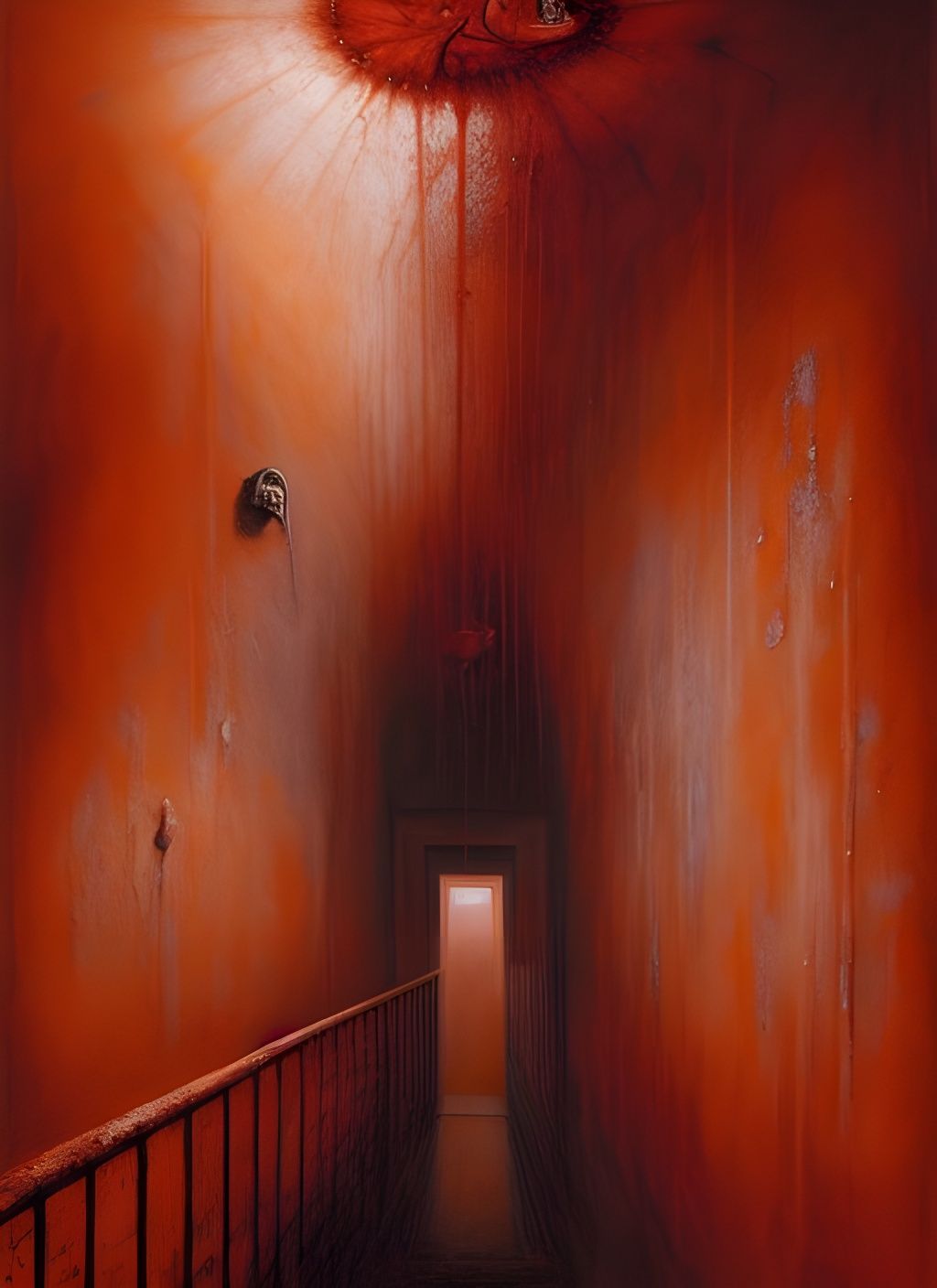 Surreal Rusty Hallway in Liminal Horror Style