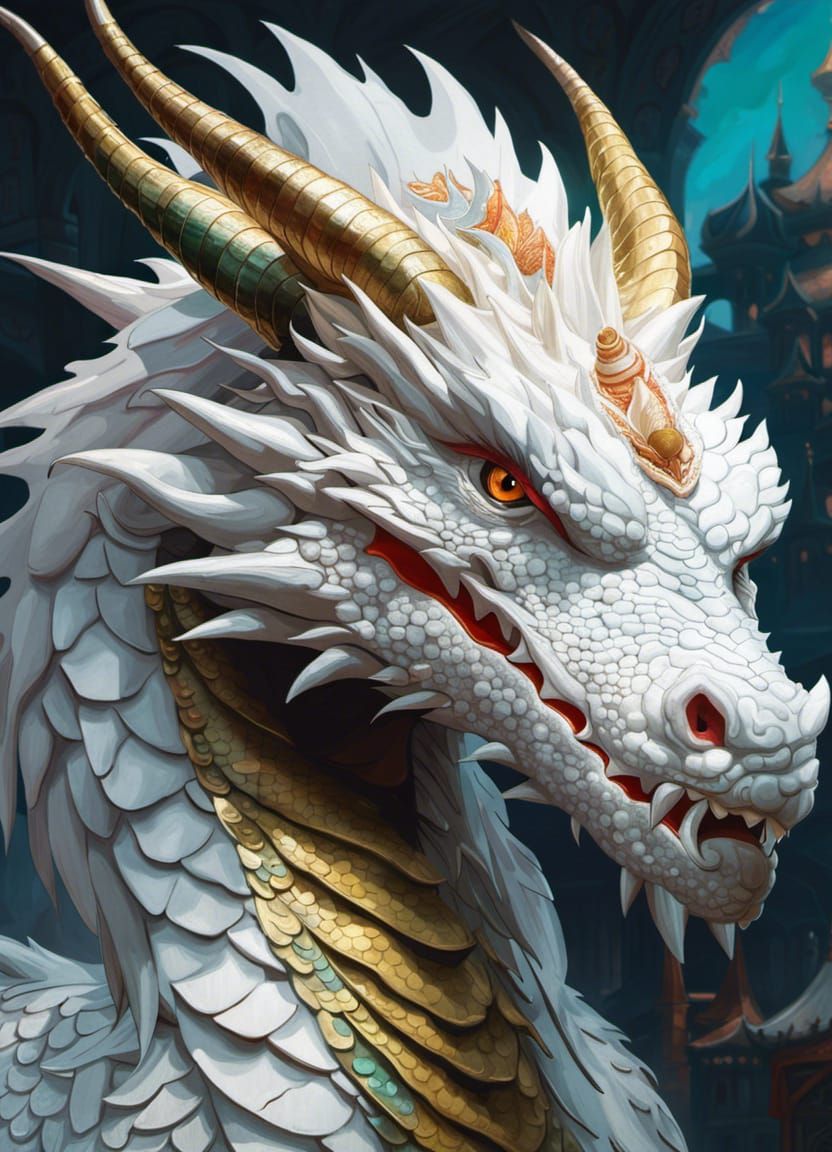 Snow dragon portrait