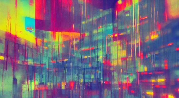 Abstract Cityscape with Electric Blue Highlights