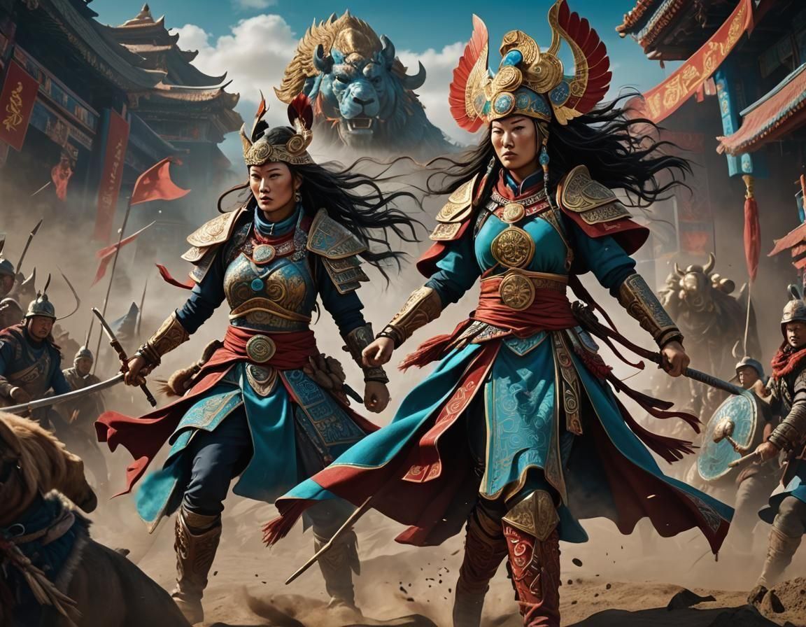 Mongolian Warrior Woman in Fantasy Concept Art