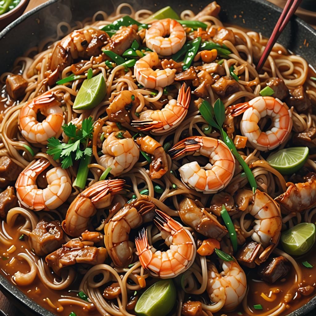 Delicious Char Kway Teow in Fantasy Art Style