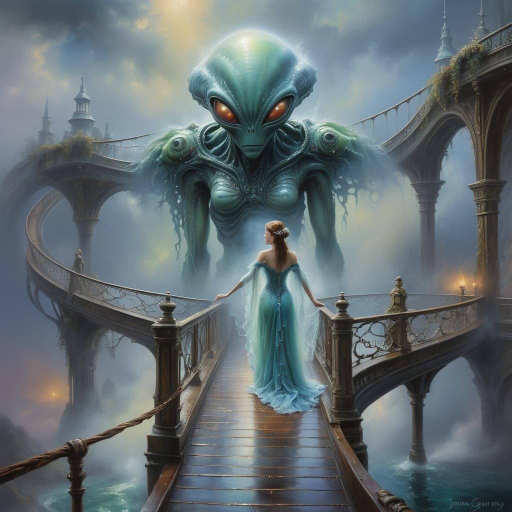 Ethereal Alien Bride on Catwalk: Fantasy Art