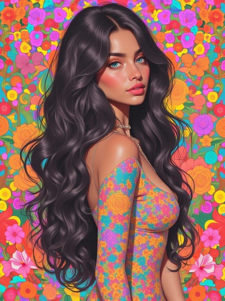 Pop Art Portrait with Retro Surreal Colors