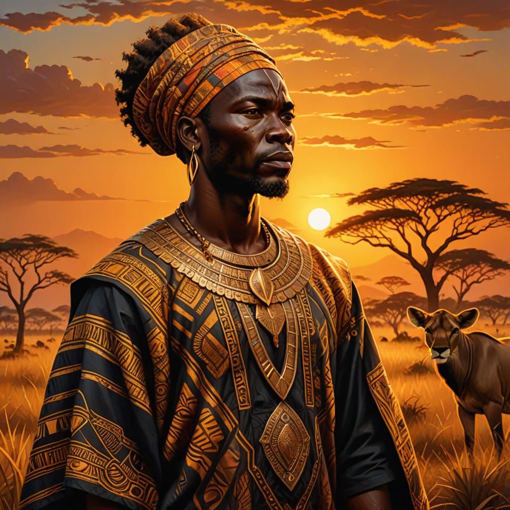 Mythic African Legend in Oil Painting Style
