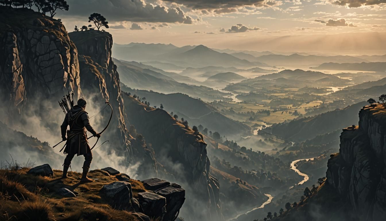 Archer in Mist: Cinematic Photography of Solitude