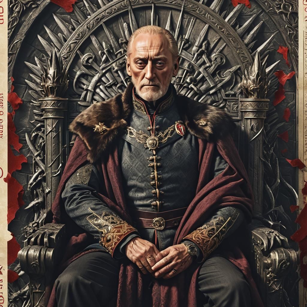 Tywin Lannister on Iron Throne: Detailed Digital Art