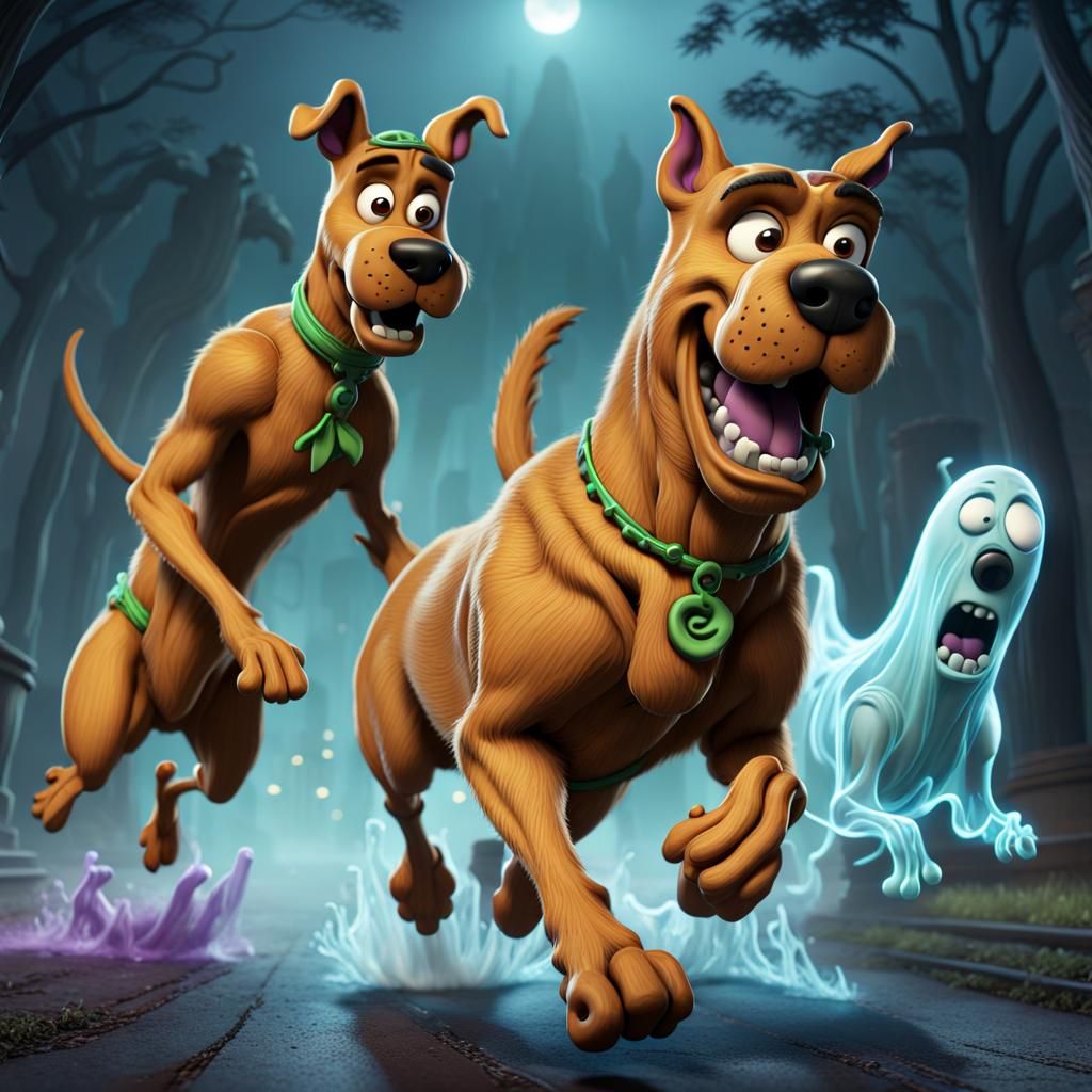 Scooby Doo and Ghost in Cel-Shaded 3D