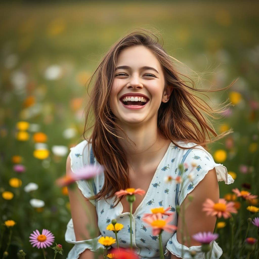 Joyful Wildflower Portrait in Vibrant Colors
