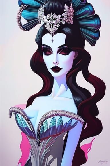 Ethereal Woman in a Vintage Gown: Dark Fantasy Portrait