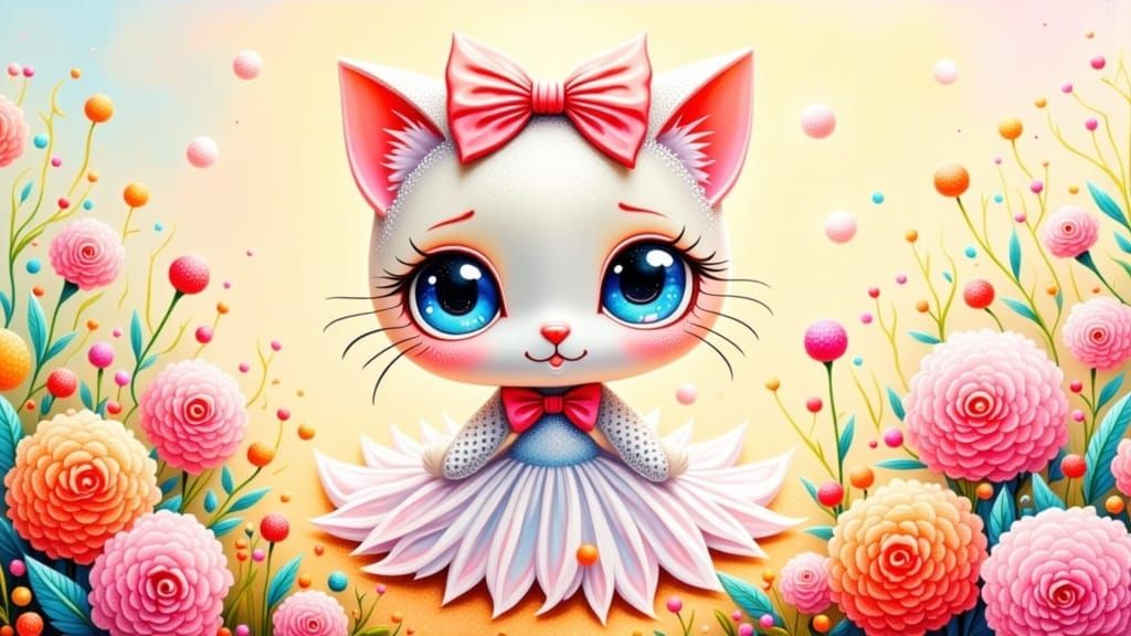 Kawaii Cat Goddess in Pastel Paradise