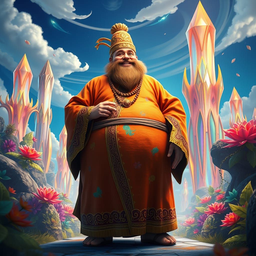 Vibrant King in Whimsical Landscapes