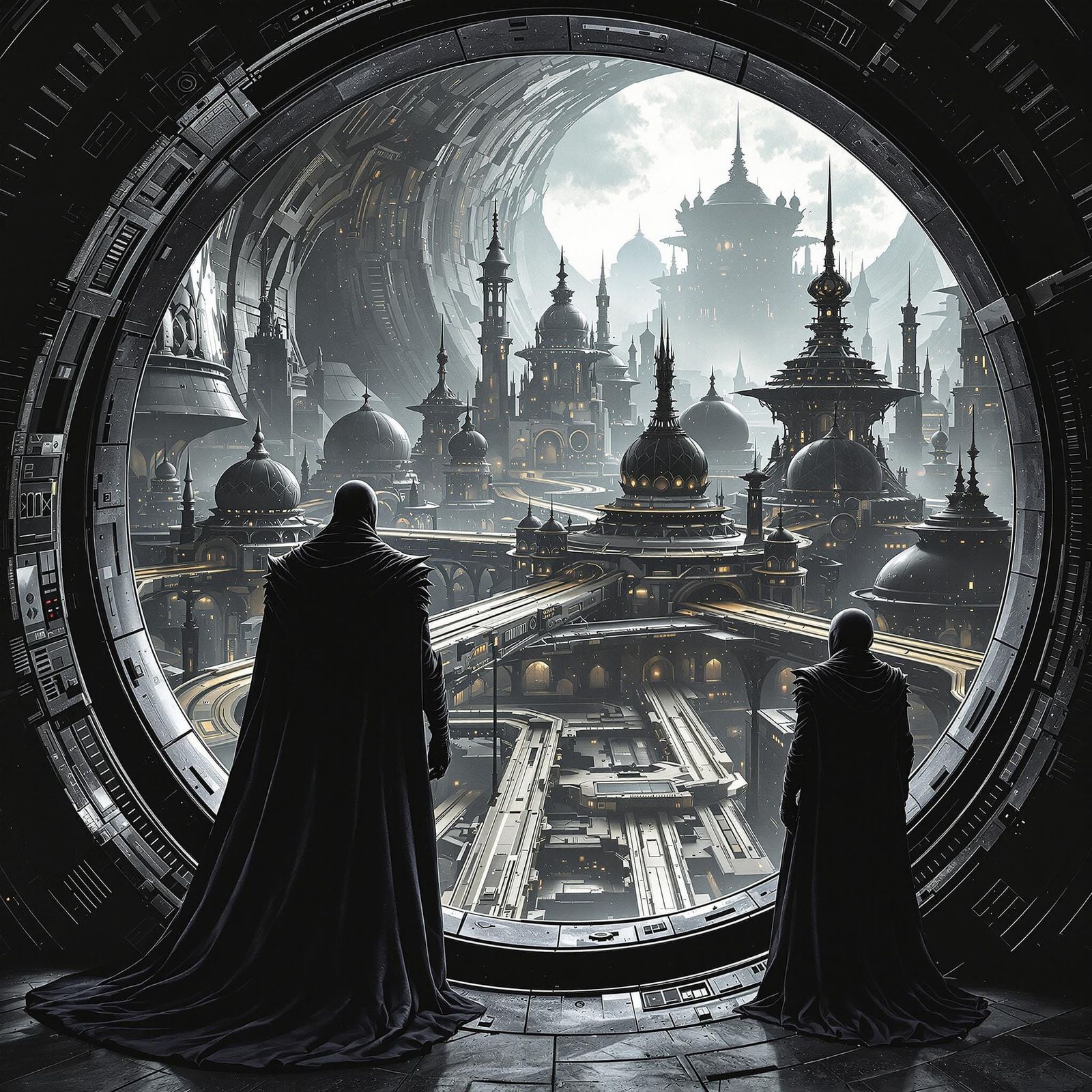 Evil Galactic Overlord Stares Out at Dark Alien City