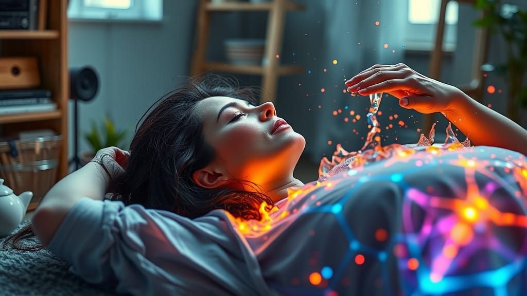 Surreal Breathwork Goddess Surrounded by Vibrant Energy