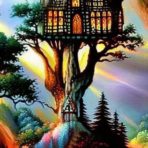 Whimsical Gothic treehouse