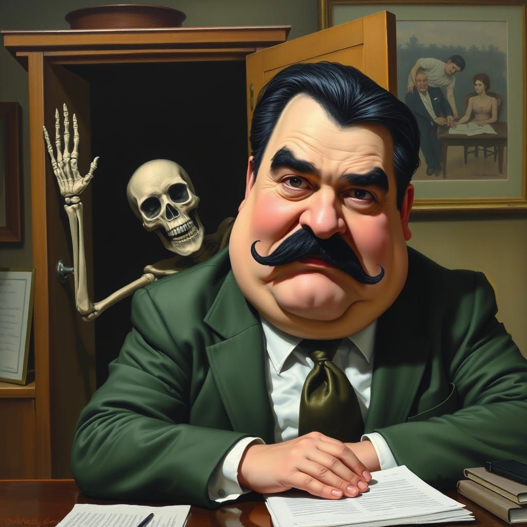 A Corrupt Official Confronted by Death in a Dark Oil Paintin...