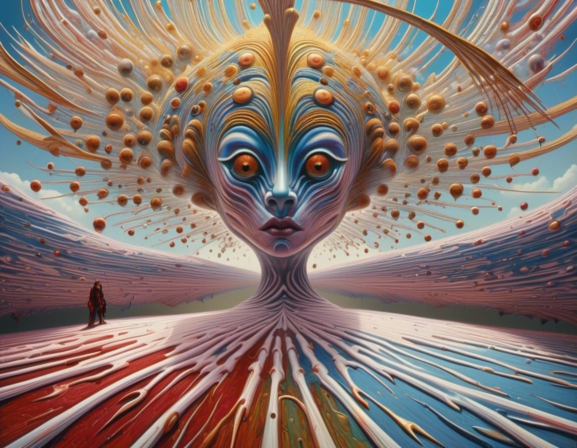 Abstract Alien Portrait in Bizarre Landscape