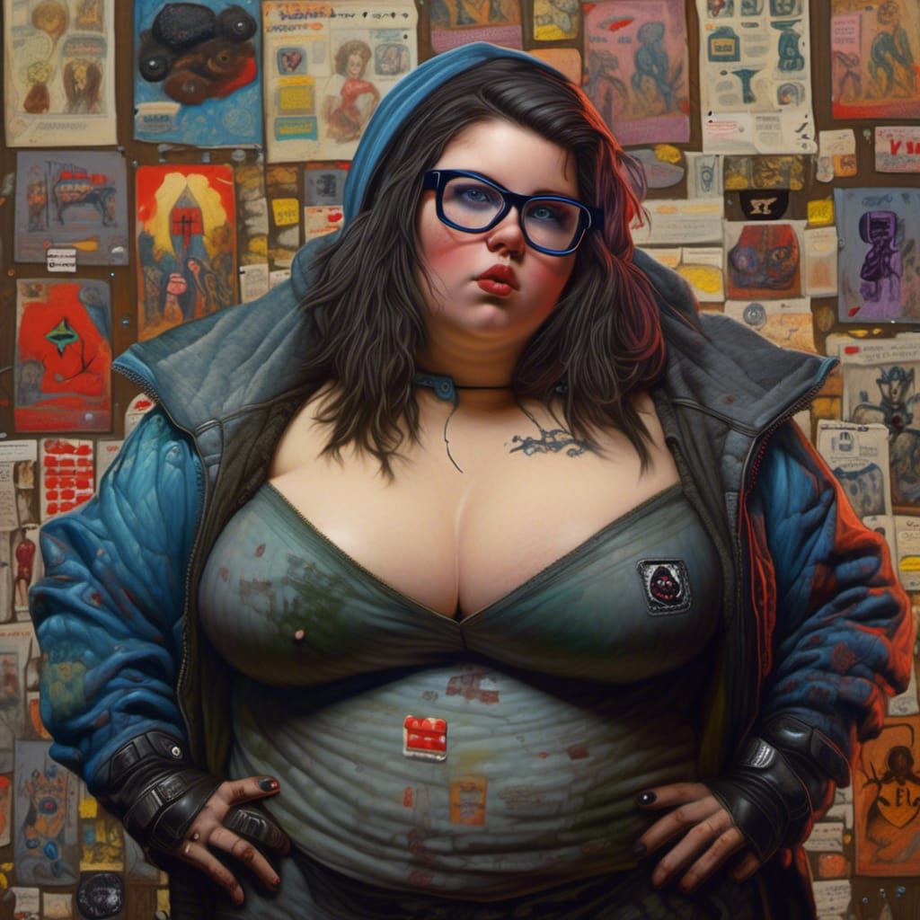 Punk Woman in Sci-Fi Room: Comic Book Art