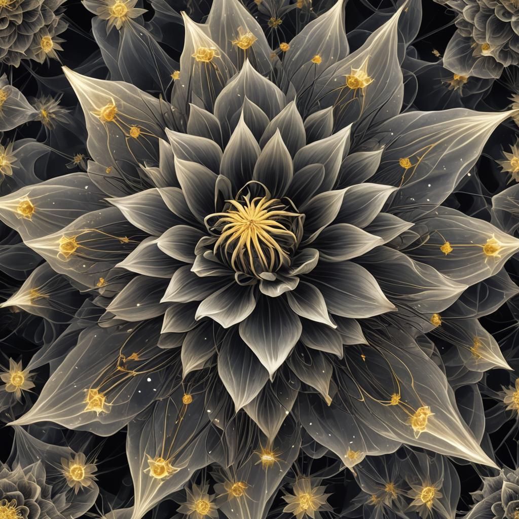 Columbine Flower Fractal Inspired by Van Gogh