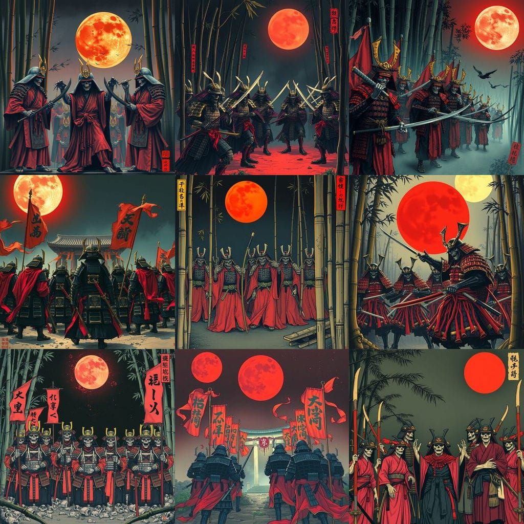 Undead Samurai Ritual Under Blood Moon