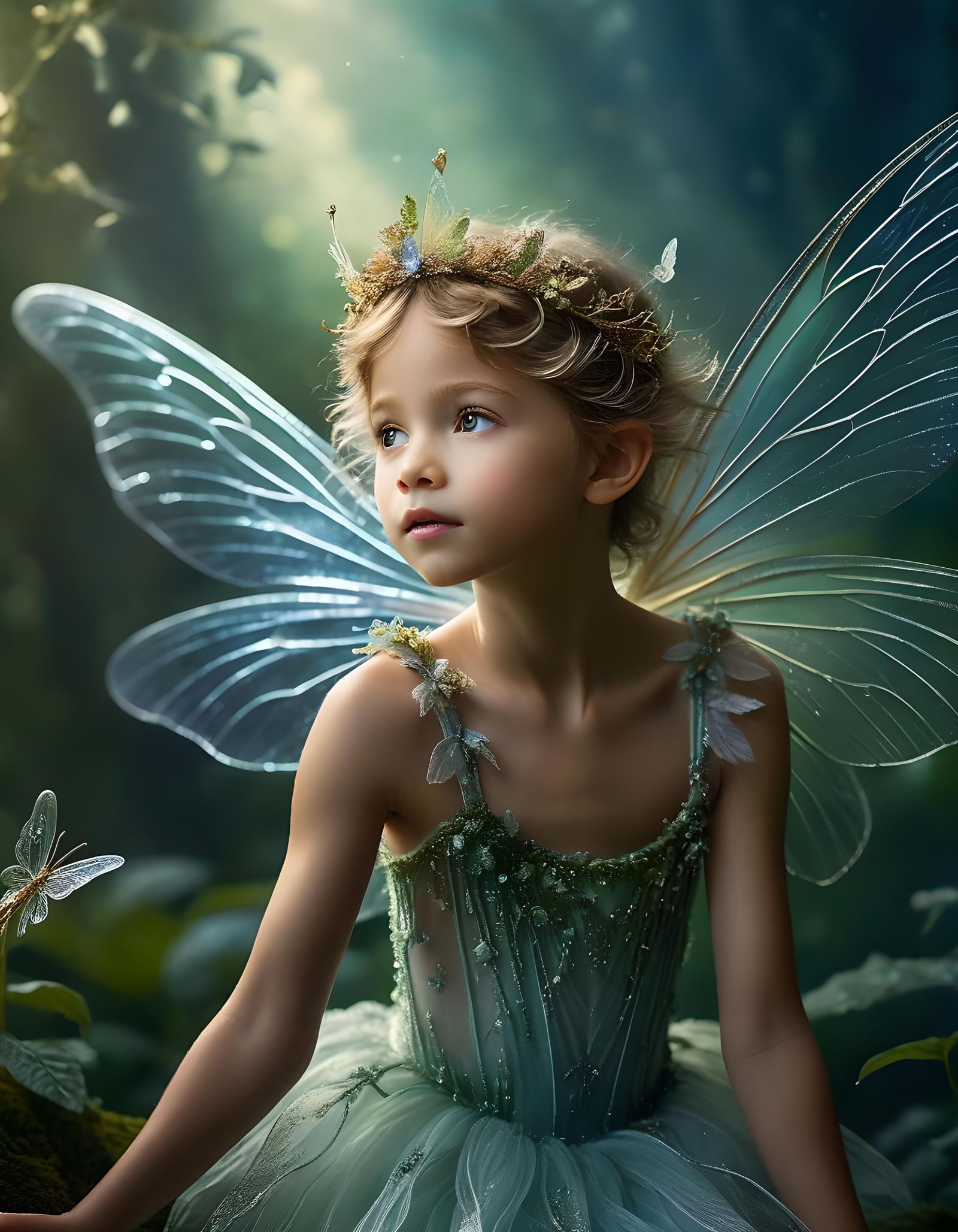 Macro Photograph of a Fairy on a Fingertip